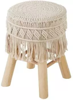 Atmosphera Hocker Makramee und Holz (ATM-157154)