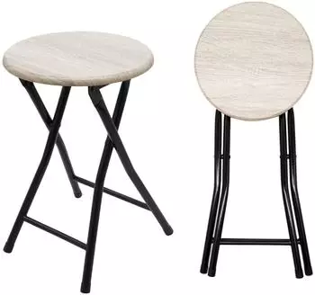 Spetebo Klapphocker Holz/Metall, rund, 47x33cm, 2er-Set (16221)