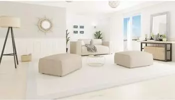 S-Style M&ouml;bel Nova Polsterhocker Cord beige, Echtholz 93x46x73cm