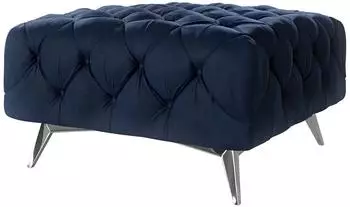 S-Style M&ouml;bel Chesterfield Polsterhocker marineblau, Samt, Metallf&uuml;&szlig;e, 80x45x80cm