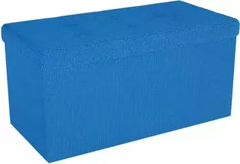 Intirilife Faltbare Sitzbank mit Stauraum, Stoff, ozeanblau, 76x38x38cm (IL-100487)