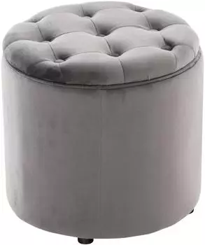 CLP Pantin Pouf mit Stauraum Chesterfield Samt grau (312648)
