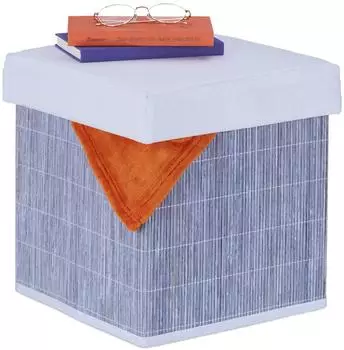 Relaxdays Sitzhocker faltbar mit Stauraum, grau/weiß