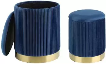 Eglo Mashike Hocker 2er-Set, Samt blau, Metall gold, Ø36cm (424018)