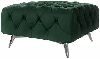 S-Style M&ouml;bel Chesterfield Polsterhocker flaschengr&uuml;ner Samt, Metall, 80x45x80cm