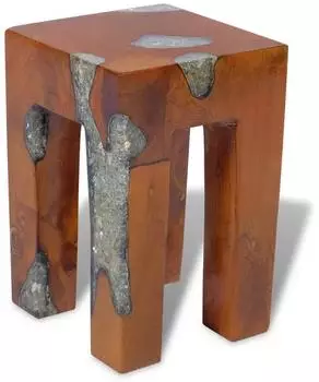 vidaXL Hocker Teak Massivholz und Harz 30x30x40cm (243470)