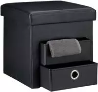 Sitzhocker Mit Stauraum, 2 F&auml;cher, Hxbxt:38x38x38cm, Kunstleder, Faltbar,