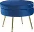SalesFever Calm Sitzpouf rund, Samt dunkelblau, Beine gold (371824)
