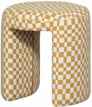 Woood Charlie Hocker gepolstert, Karomuster, gelb (45x45x47cm)