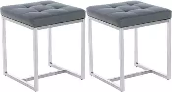 CLP Barci Sitzhocker 2er-Set, gepolstert, Edelstahlgestell, grau