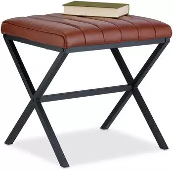 Relaxdays Sitzhocker gepolstert, Kunstleder, Metall, 46x47x42cm (10049957)