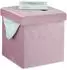 Relaxdays Falthocker mit Stauraum, Samt, quadratisch, rosa