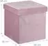 Relaxdays Falthocker mit Stauraum, Samt, quadratisch, rosa