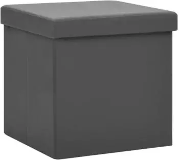 vidaXL Faltbarer Hocker mit Stauraum, grau, PVC (338782)