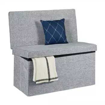 Relaxdays Faltbarer Sitzhocker mit Lehne, Textil, grau, Größe L