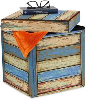 Relaxdays Sitzhocker, faltbar, Retro-Design, bunt, 37,5x38x37,5cm