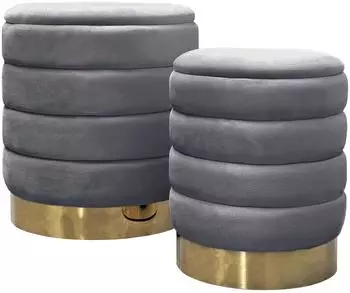 Lookway Mirelle Pouf-Set, gepolstert, grau, Textil (800001220910)