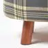 Homescapes Tartan Fußhocker, rund, grau/gelb, Holzbeine (SF1575)
