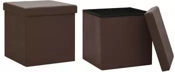 vidaXL Faltbare Hocker mit Stauraum, 2er-Set, braun, PVC
