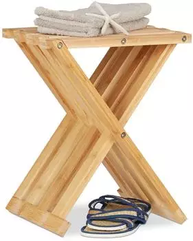 Relaxdays Klapphocker, Bambus, faltbar (10021853)