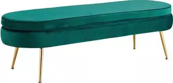 SalesFever Clam Sitzpouf oval, Samt, gr&uuml;n, 142x45x41cm (397268)