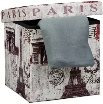 Relaxdays Sitzhocker Paris, faltbar, mit Stauraum, 38x38x38cm