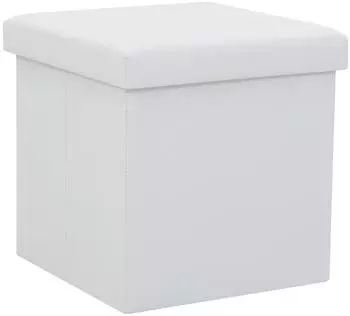 vidaXL Hocker mit Stauraum, faltbar, weiß, Kunstleder (247082)
