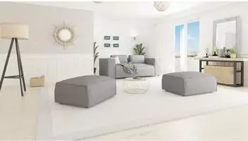 S-Style Möbel Hocker Zenith Luxusmikrofaser grau, Echtholz 93x46x73cm (800000820558)