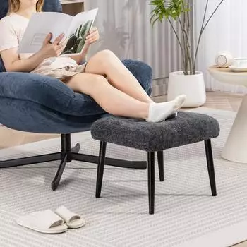 HomCom Sitzhocker Chenille-Stoff, Stahlbeine, dunkelgrau, 41x38x45cm