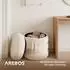 Arebos Sitzhocker mit Stauraum Bouclé, creme, Ø42cm, 120kg (AR-HE-SHB42C)