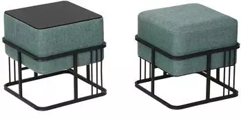 en.casa Tas Sitzhocker 2er-Set, stapelbar, quadratisch, gr&uuml;n (38x38x38cm)