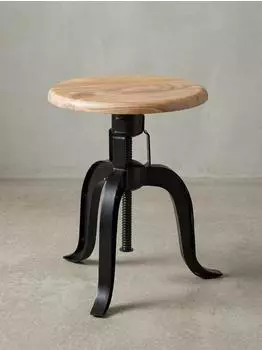 KADIMA DESIGN Drehhocker Akazienholz & Eisen, h&ouml;henverstellbar, Industrial-Stil (800001030900)