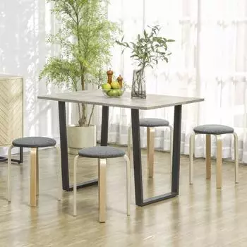 HomCom Esszimmerhocker 4er-Set, stapelbar, Leinenoptik, grau