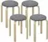 HomCom Esszimmerhocker 4er-Set, stapelbar, Leinenoptik, grau