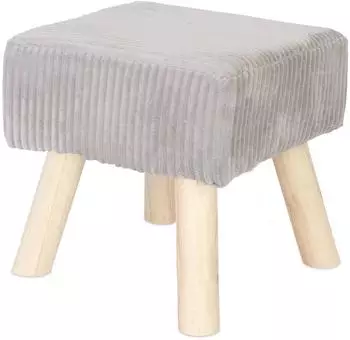 Relaxdays Sitzhocker Cord, quadratisch, hellgrau, 30x30x30cm