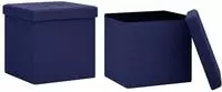 vidaXL Hocker mit Stauraum 2 Stk. Blau Leinenoptik