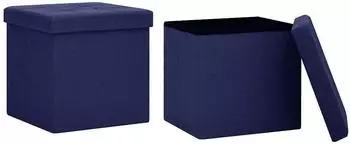vidaXL Hocker mit Stauraum, 2er-Set, blau, Leinenoptik (338776)