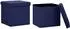 vidaXL Hocker mit Stauraum, 2er-Set, blau, Leinenoptik (338776)