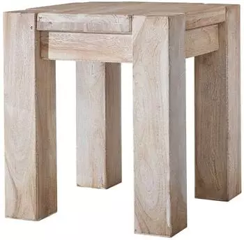 Massivmoebel24 Nature White #10 Hocker Akazie 40x40x45cm, white stone get&uuml;ncht (09-200-552-1010)