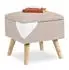 Relaxdays Hocker mit Stauraum, Kunstleinen, gepolstert, beige, 40x40x40cm (10029605_127)