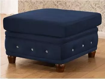 S-Style Möbel Cleo Blink Hocker Chesterfield marineblau Samt, Kristallsteppung (800001246127)