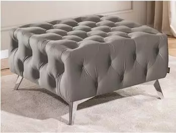 S-Style M&ouml;bel Chesterfield Whitby Polsterhocker, grau, Samt, 80x45x80cm