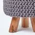 Homescapes Strick-Hocker mit Beinen, Baumwolle, grau, rund (32x42x32cm)