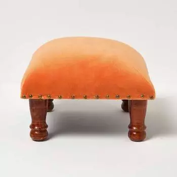 Homescapes Mable Samthocker quadratisch, orange, 40x40x25cm