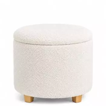 hjh Living Storiano S Polsterhocker mit Stauraum, Boucl&eacute;, wei&szlig; (860025)