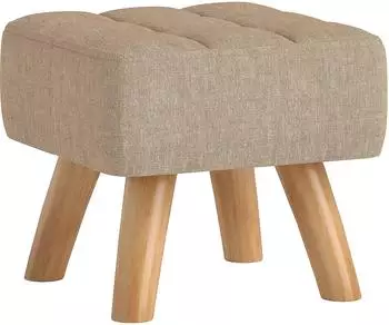 HomCom Fu&szlig;hocker mit Leinenoptik, Holzbeine, braun, 27x27x26cm