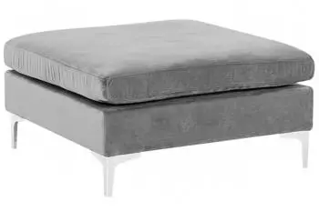 Beliani Evja Ottomane Samtstoff, quadratisch 85x85cm, grau/silber
