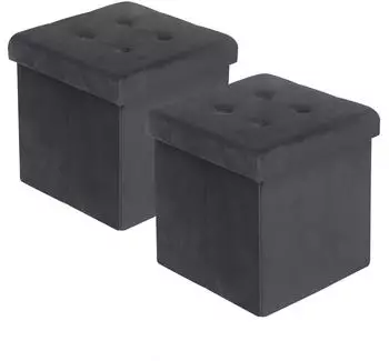 Woltu SH69 Sitzhocker 2er-Set mit Stauraum, Samt, faltbar, grau, 37,5x37,5x38cm (SH69)