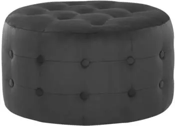 Beliani Tampa Pouf rund, Samt, schwarz (303817)