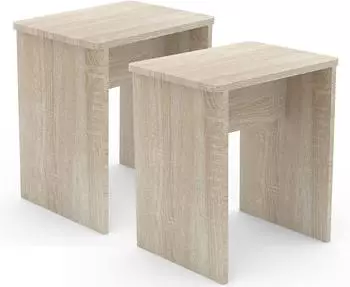 VCM Esal 2er-Set Sitzhocker, Holz, Sonoma Eiche, 40x45x30cm